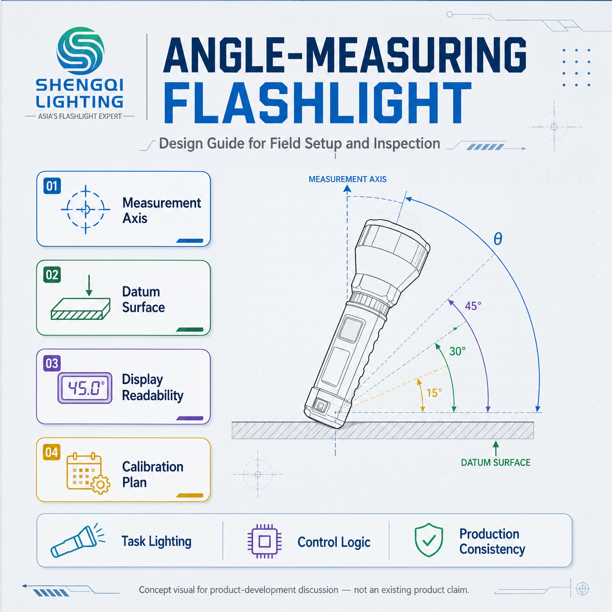 Angle-Measuring Flashlight for Field Setup and Inspection